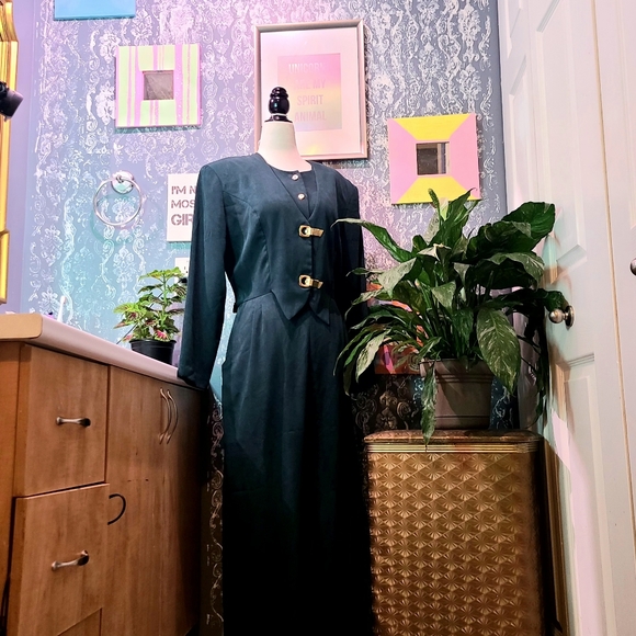 1980s Vintage Emerald Green Jumpsuit - Picture 4 of 4